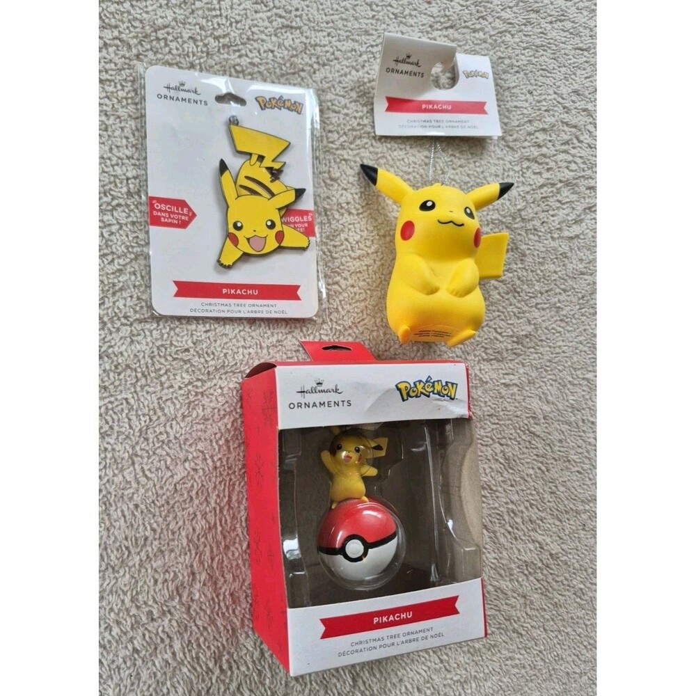 Hallmark Pokémon Pikachu Christmas Ornament Lot of 3 Poké Ball Charms 2024